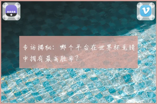 专访揭秘:哪个平台在世界杯竞猜中拥有最高胜率?